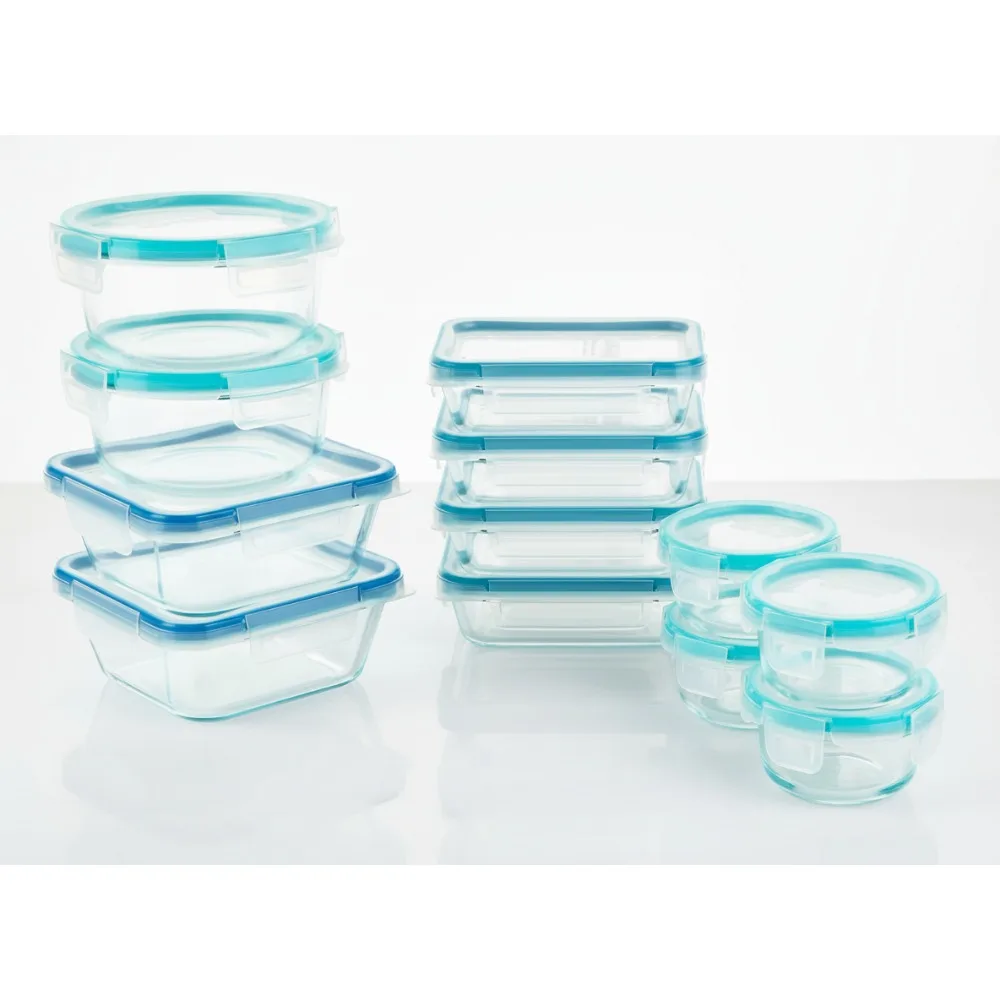 

12-Pack Glass Food Storage Containers Set, Airtight Leakproof BPA-Free Lids, Microwave Dishwasher Freezer Safe for Meal Prep