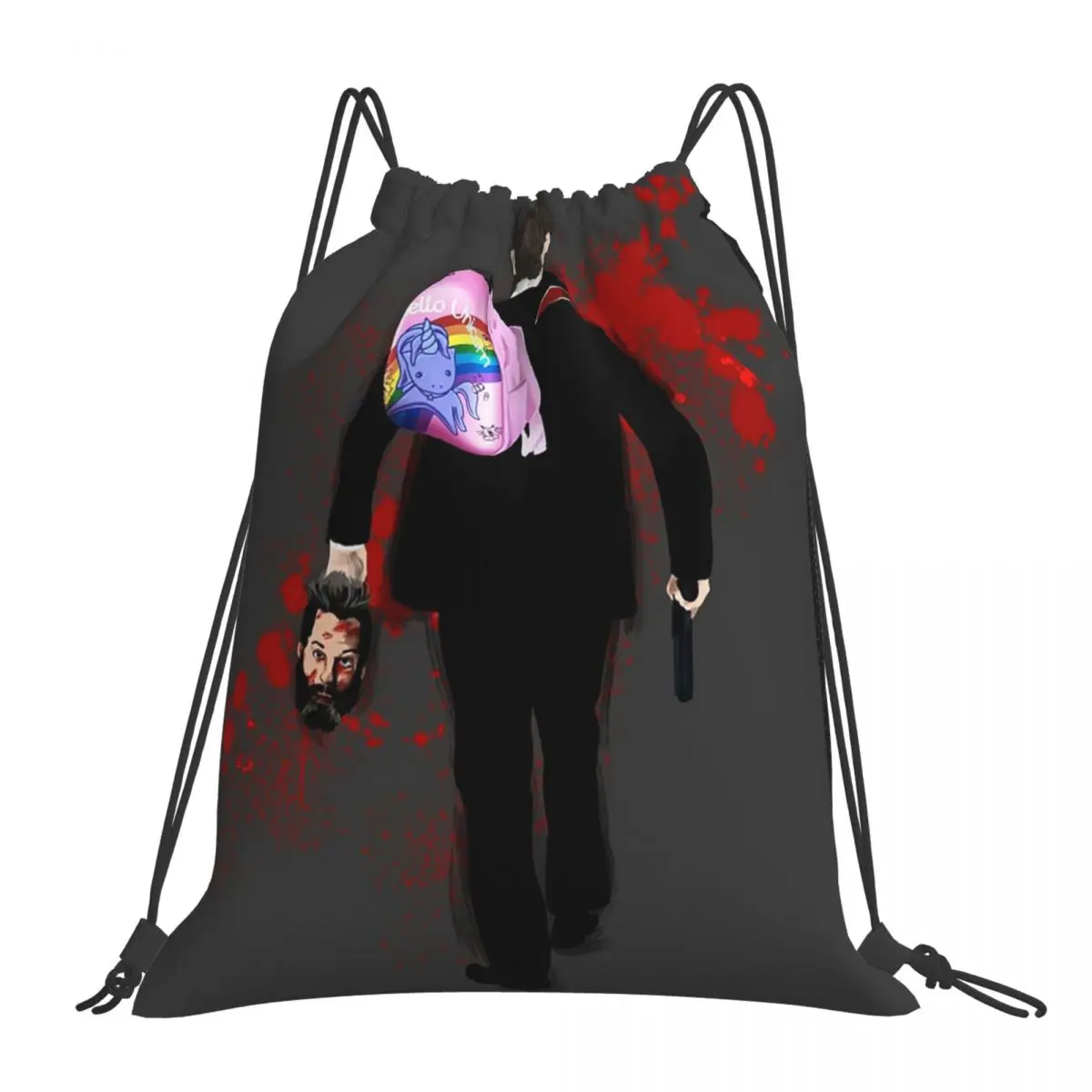 

Рюкзаки из углеродного волокна Hello Unicorn на шнурке, сумки с карманами для мелочей, для мужчин, женщин и студентов