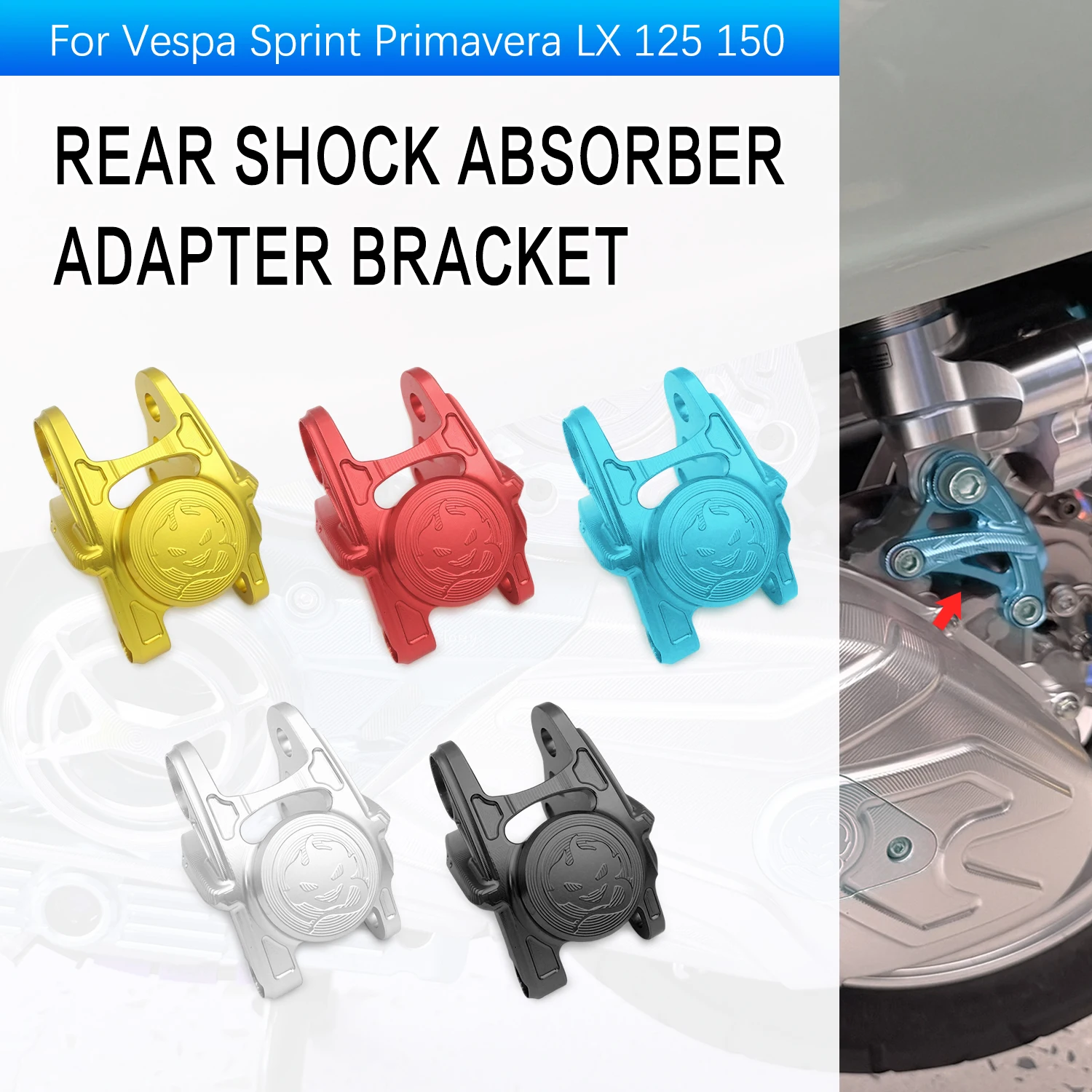 Accessories Moto For Vespa Sprint Primavera LX 125 150 Rear Shock Absorber Adapter Code Shock Absorber Bracket Aluminum Alloy