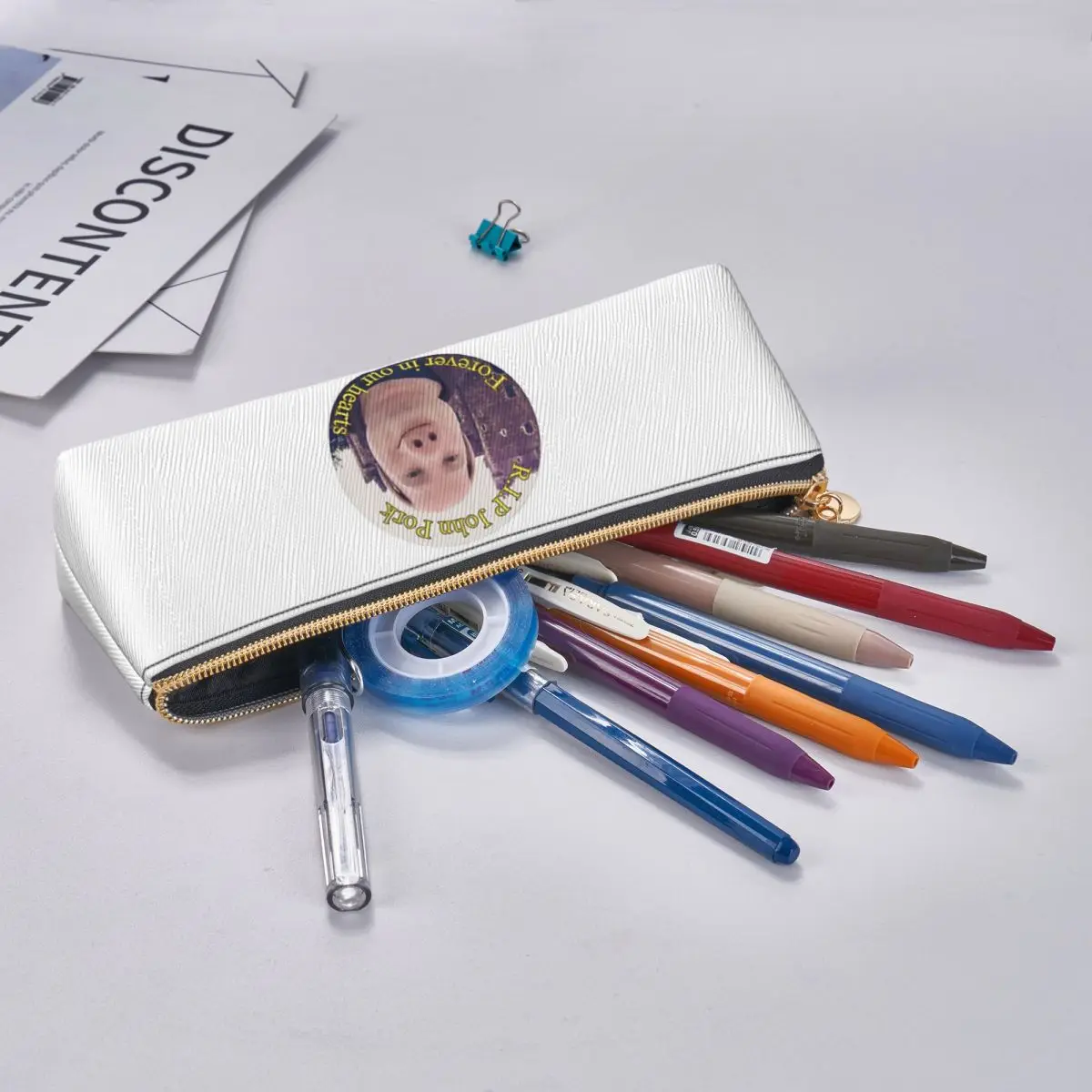 Estuche para lápices RIP John Pork, portalápices, almacenamiento, suministros de papelería, caja para bolígrafos, bolsa para lápices para niños y niñas, escuela