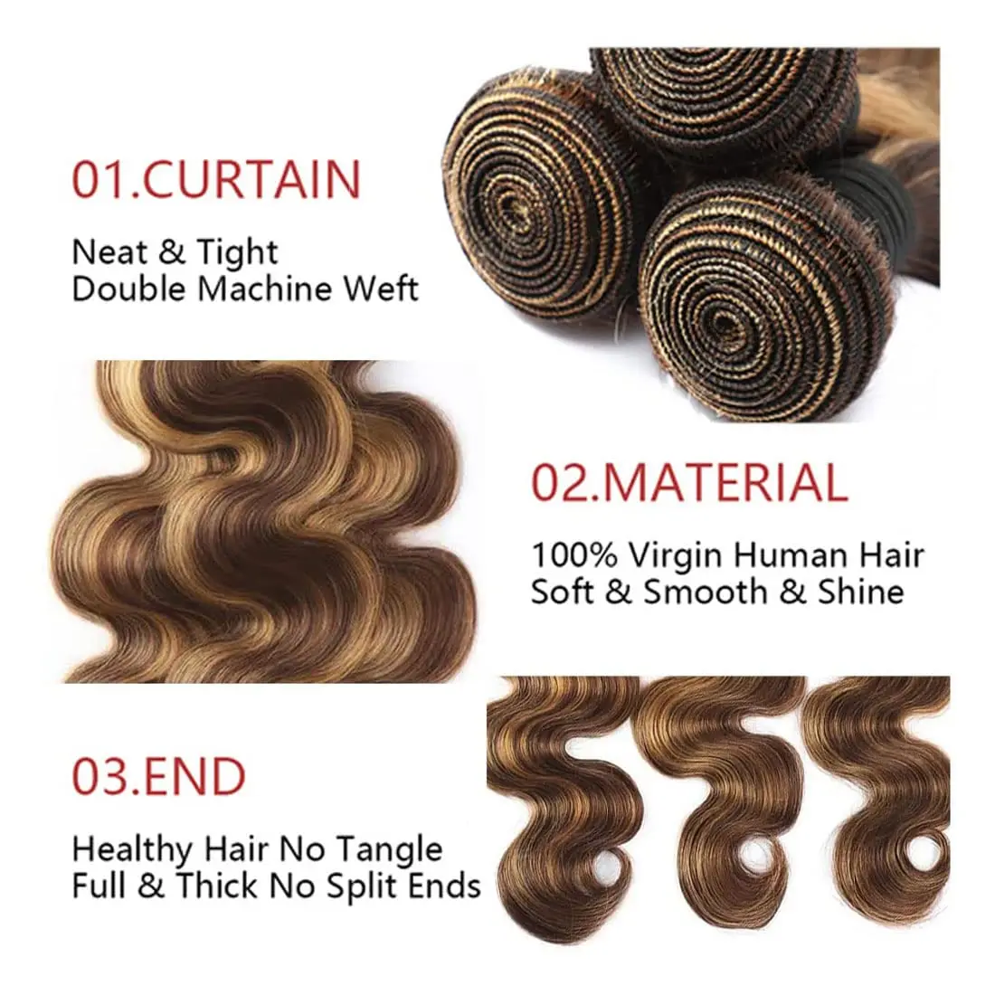 Honey Blonde Body Wave Bundles Human Hair P4/27 Human Hair Bundles Blonde Brown and Black Human Hair