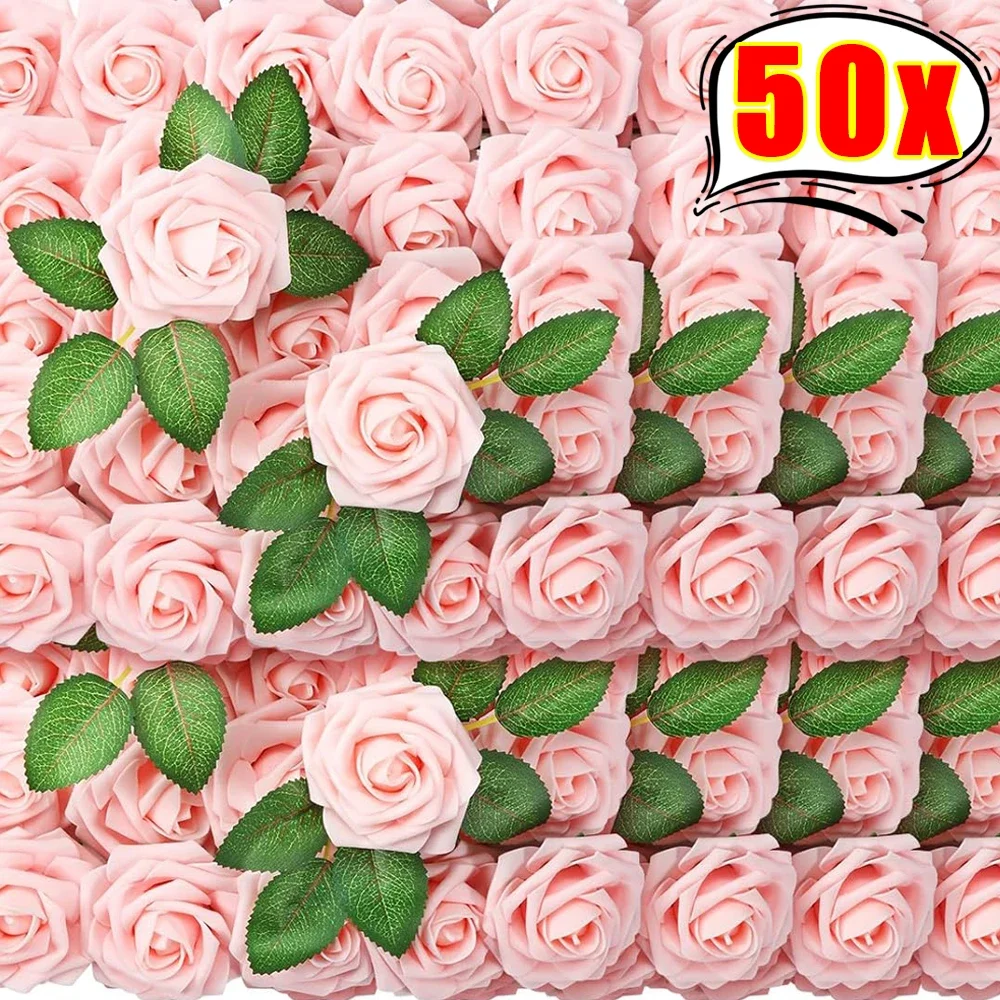 50/5PCS Artificial Rose Flowers Multicolor Foam Fake Roses For DIY Wedding Party Bouquets Centerpieces Arrangements Home Decors