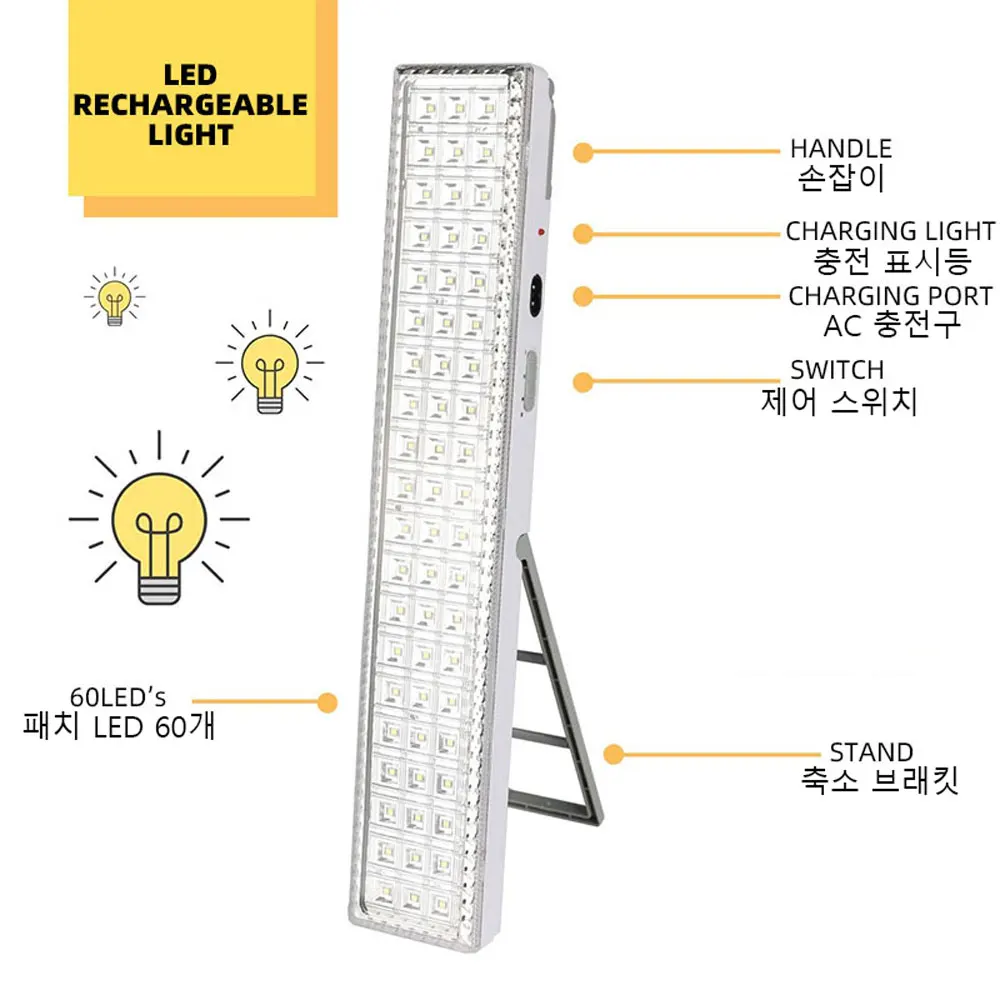 Imagem -03 - Luz de Emergência Portátil Wall-mounted Recarregável Lanterna Automática Led Trabalho Luz da Bateria Lâmpada para Casa