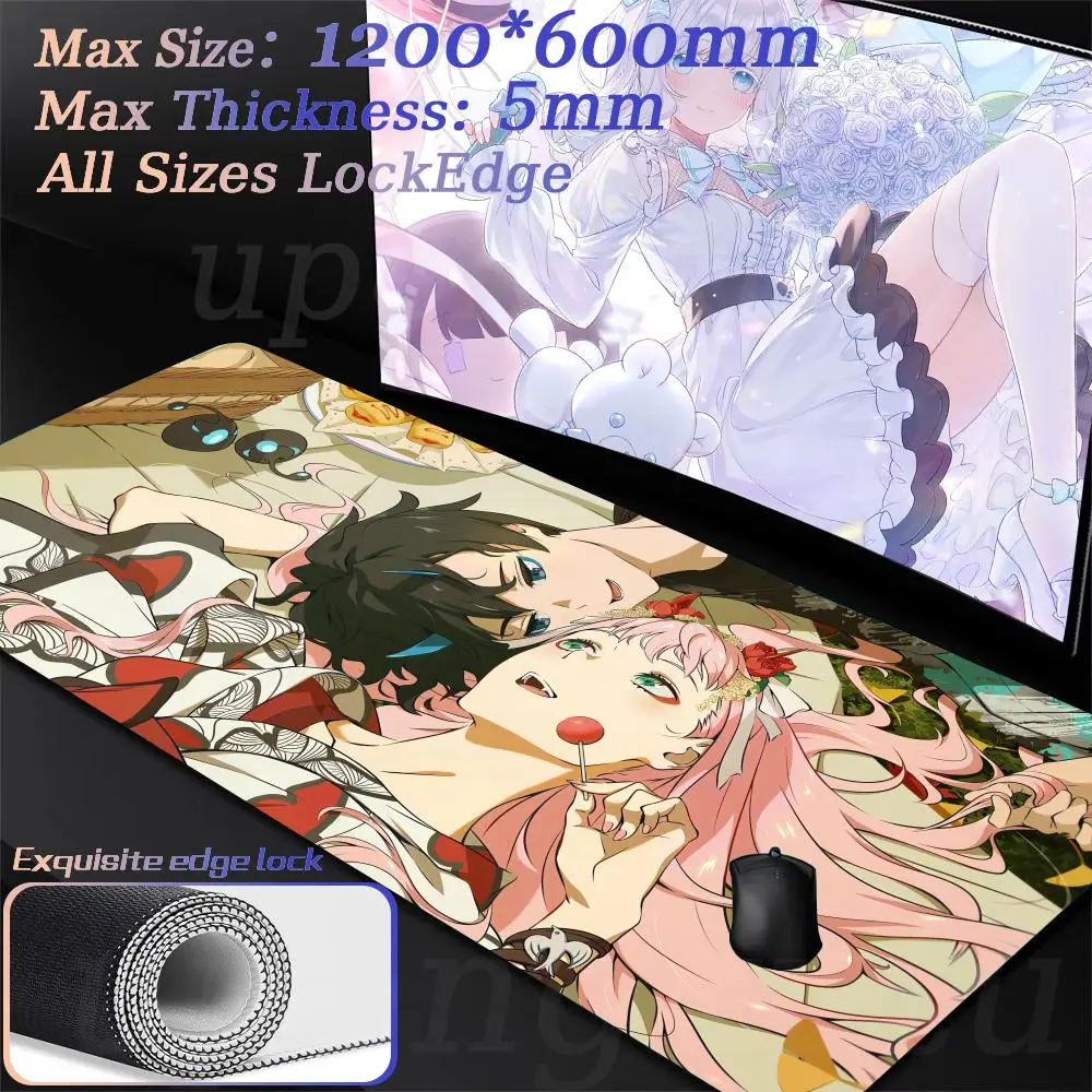 

Desk Holiday gifts Mouse Pad XXL 900x400mm Zero_Twos Non-Slip Esports Hentai Rubber Edge locking PC gamers Mousemat