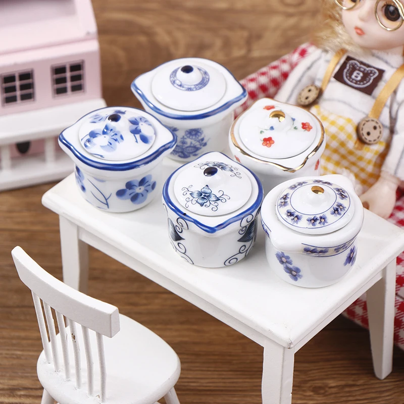 1Pc Doll House Mini Ceramic General Jar DIY Handmade Doll House Kitchen Ceramic Decorations Decorative Vase Doll House Miniature