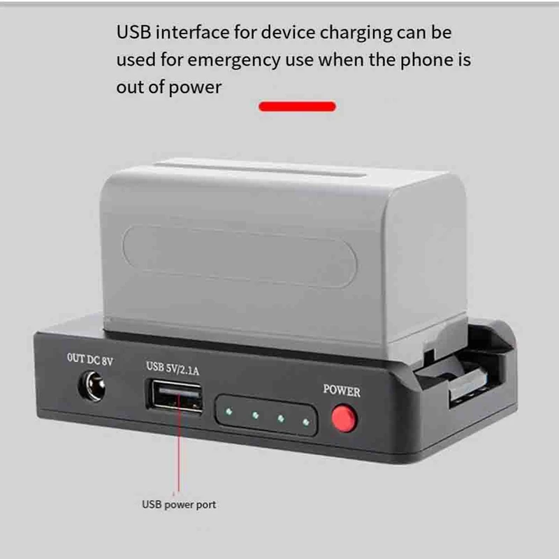 NP-F Battery Charger Metal Battery Adapter Plate USB DC12V DC8V DC Outputs 1/4In For NP-F970/F950/F930/F770F750/F570 Easy To Use