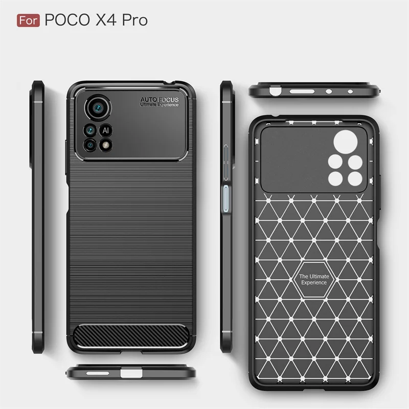 For Xiaomi Poco X4 Pro 5G Case Soft TPU Silicone Bumper Carbon Fiber Phone Cases for Poco X 4 Pro Poko Little X4Pro Back Cover