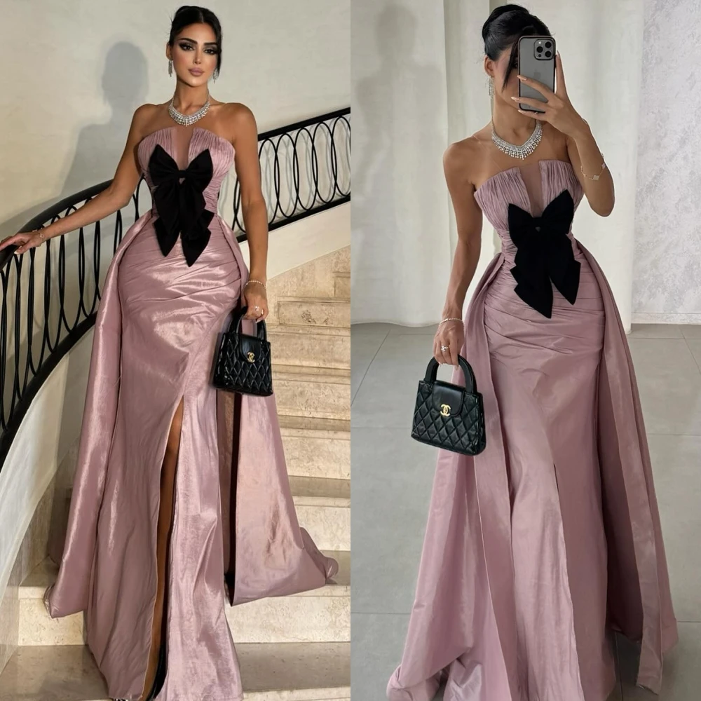 فستان سهرة رسمي أنيق بدون حمالات على شكل حرف A مخصص، فستان مناسب للحفلات عالي الجودة