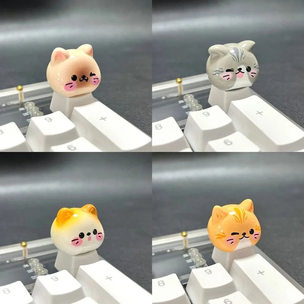 Creative Cute Cartoon Cat Head Animal Keycap Mechanical Keyboard Cross Axis Single Keycaps High Aesthetic Gift