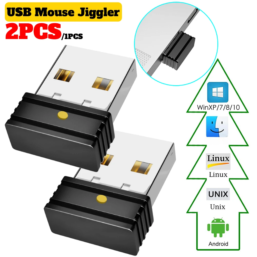 2/1PCS M8 Mini USB Mouse Jiggler Undetectable Computer Mouse Automatic Movement Jiggler Awake Mover Simulate Mouse Movement