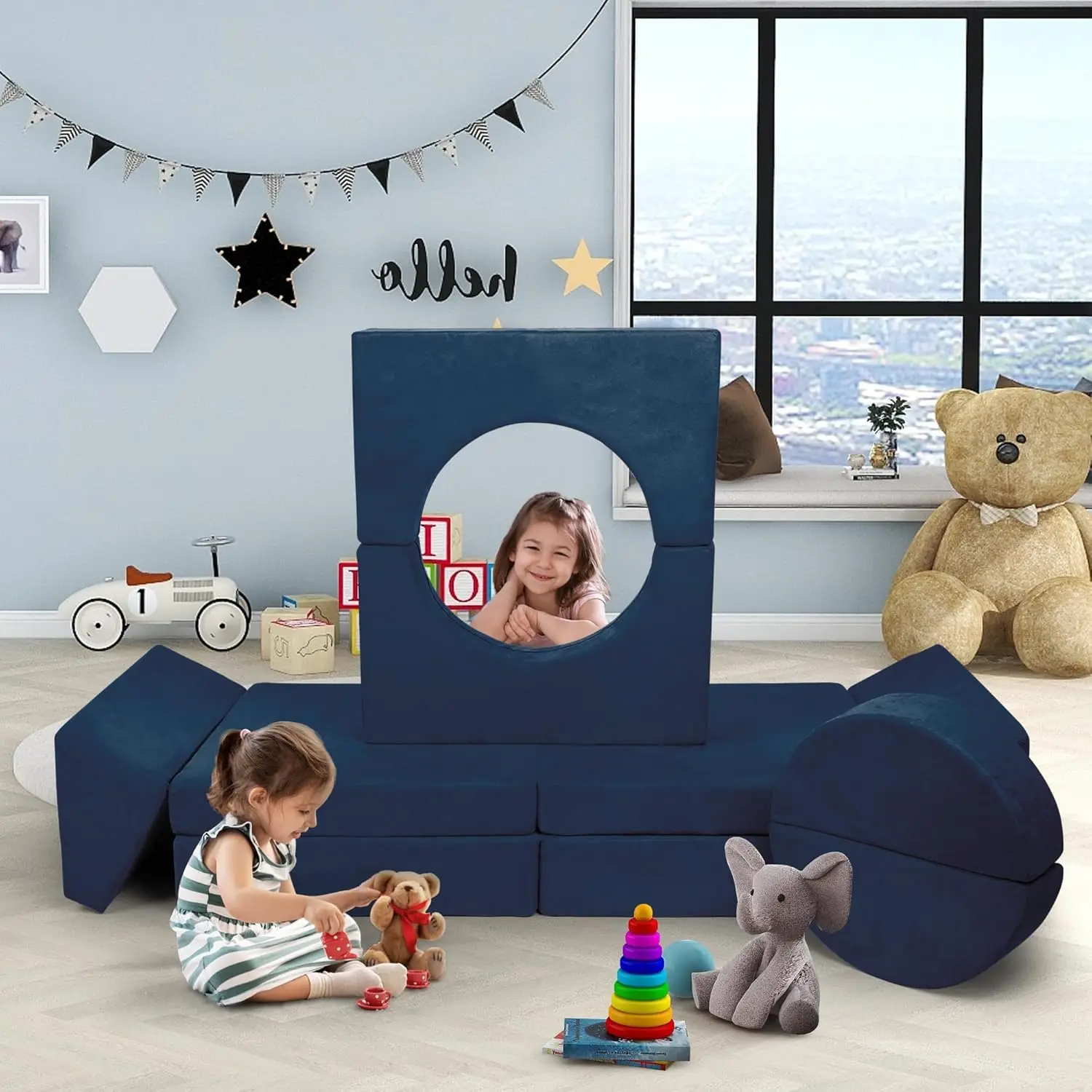 Divano da gioco per bambini, divano componibile per bambini da 10 pezzi Set da gioco fantasioso per bambini creativi, mobili da camera da letto da bambino a adolescente,