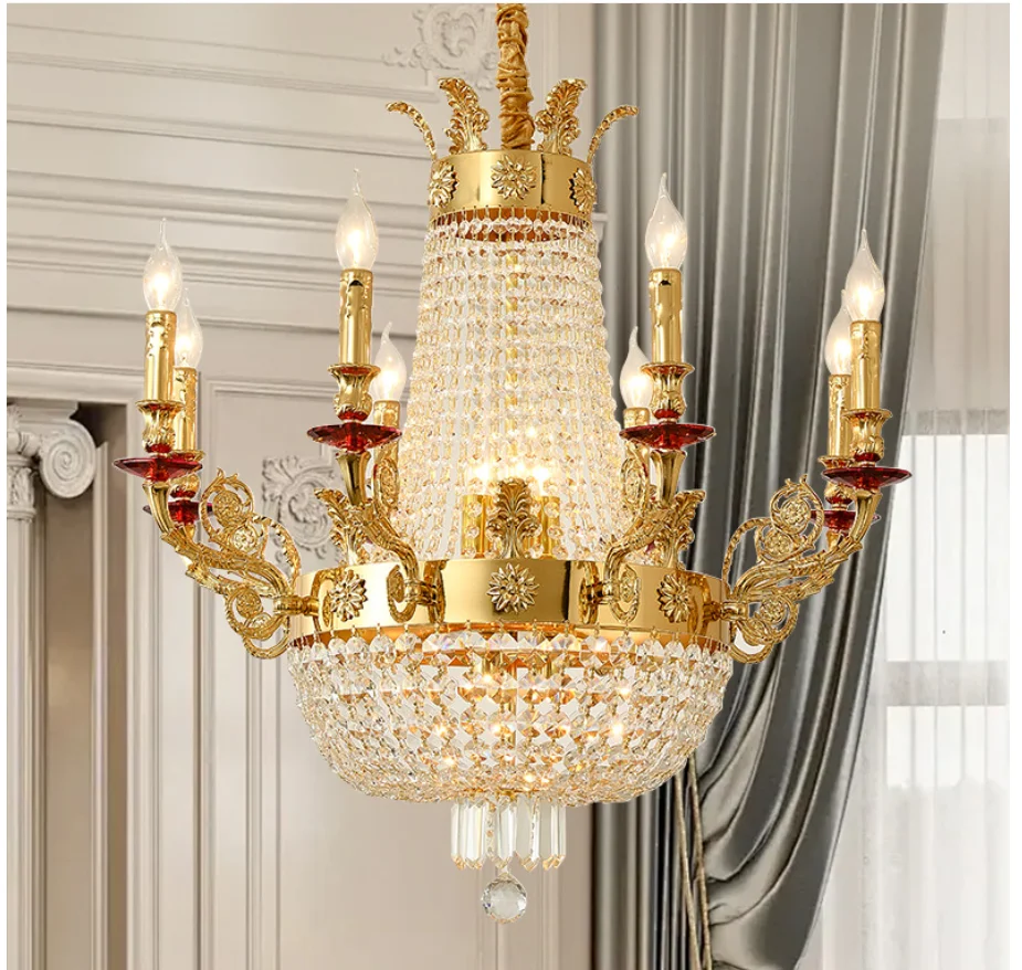 Modern Contemporary Luxury Crystal Pendent Lamp Golden Style LED Living Room Restaurant Bedroom Villa Hotel Staircase Chandelier