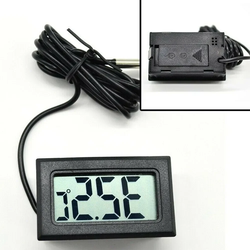 1PCS Mini LCD Digital Thermometer Mini Thermometer Temperature Display Digital With Probe Indoor Outdoor 1m - 5m Black Cable