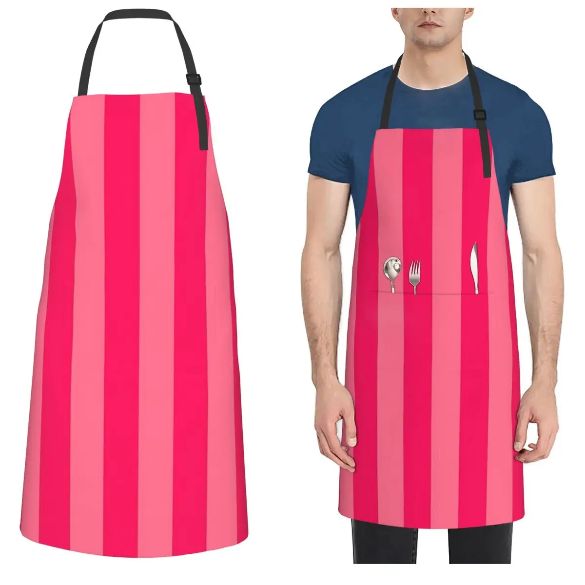 

Bold Vivid Vetical Stripped Pattern Aprons Chef Cooking Baking Tablier Waterproof Bib Kitchen Cleaning Pinafore for Women Men
