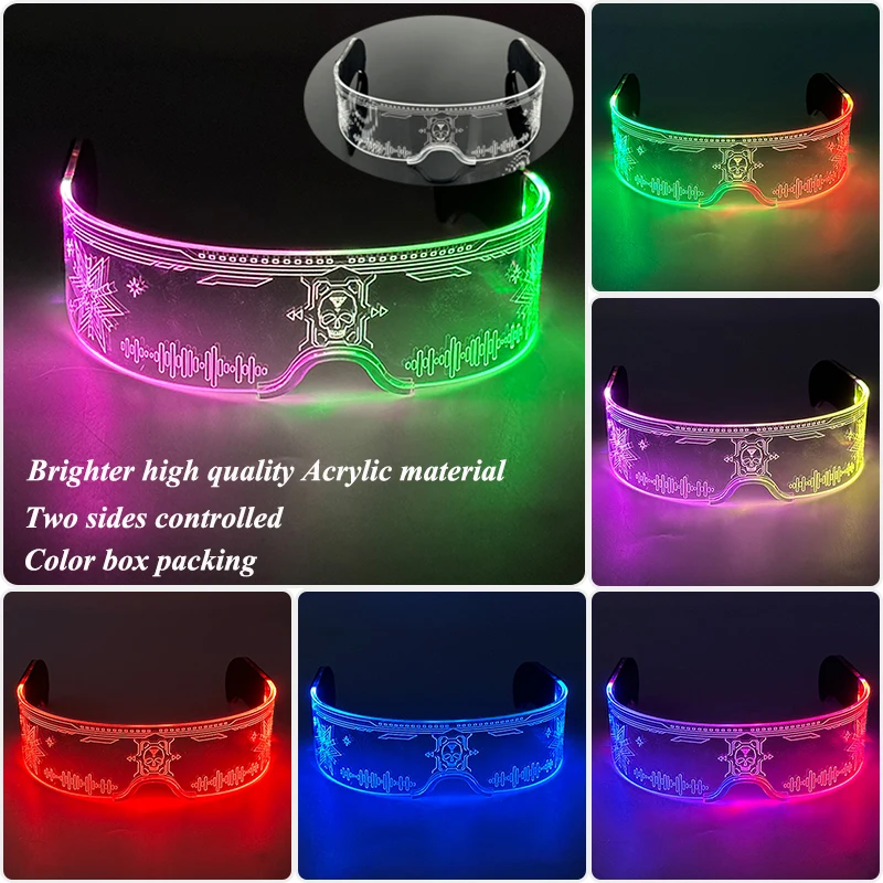 Cyberpunk LED-Leuchtbrille Futuristische Leuchtende Unisex-Brille Coole Leuchtende Brille für Cosplay Bar Rave Club Halloween-Party