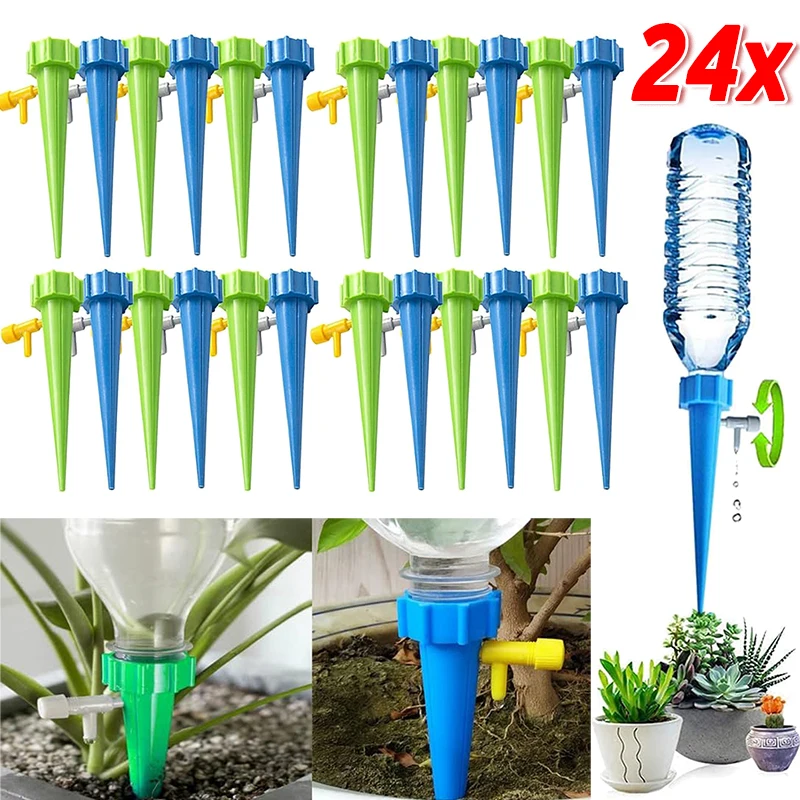 

24/3Pcs Self-Watering Kits Automatic Drip Irrigation System Plant Watering Spike Device Greenhouse Adjustable Control Dripper