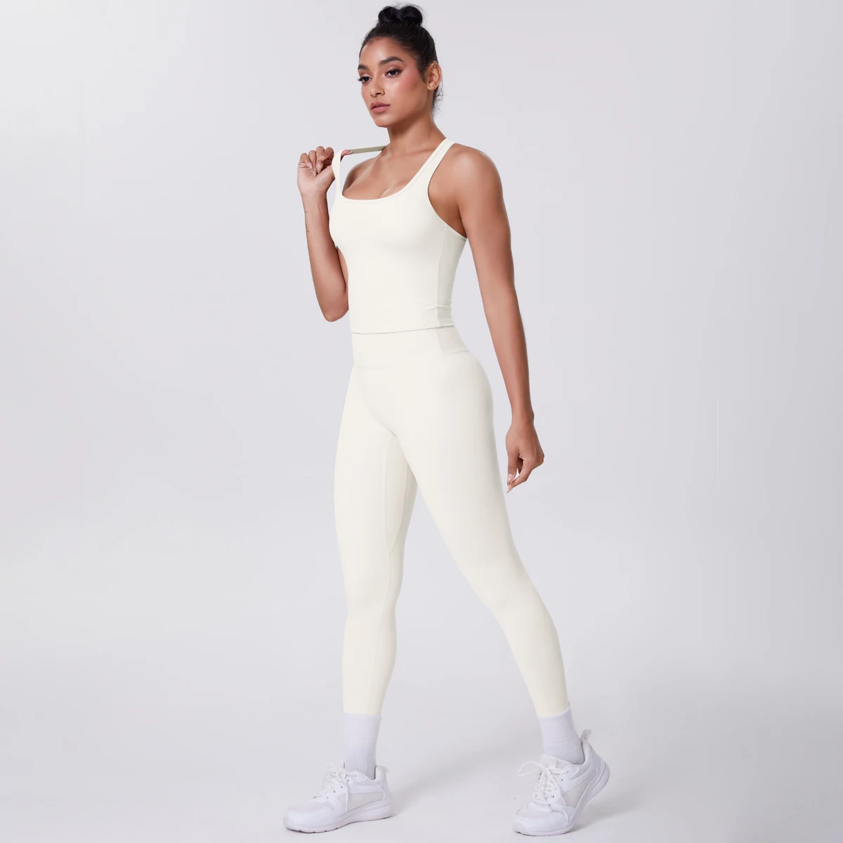 Yoga Top Set Fitness Gym Anzug Training Ärmellose Sport Gym Tops Crossover Zurück Sport Unterwäsche Bauch-steuer Abnehmen – Detail 35