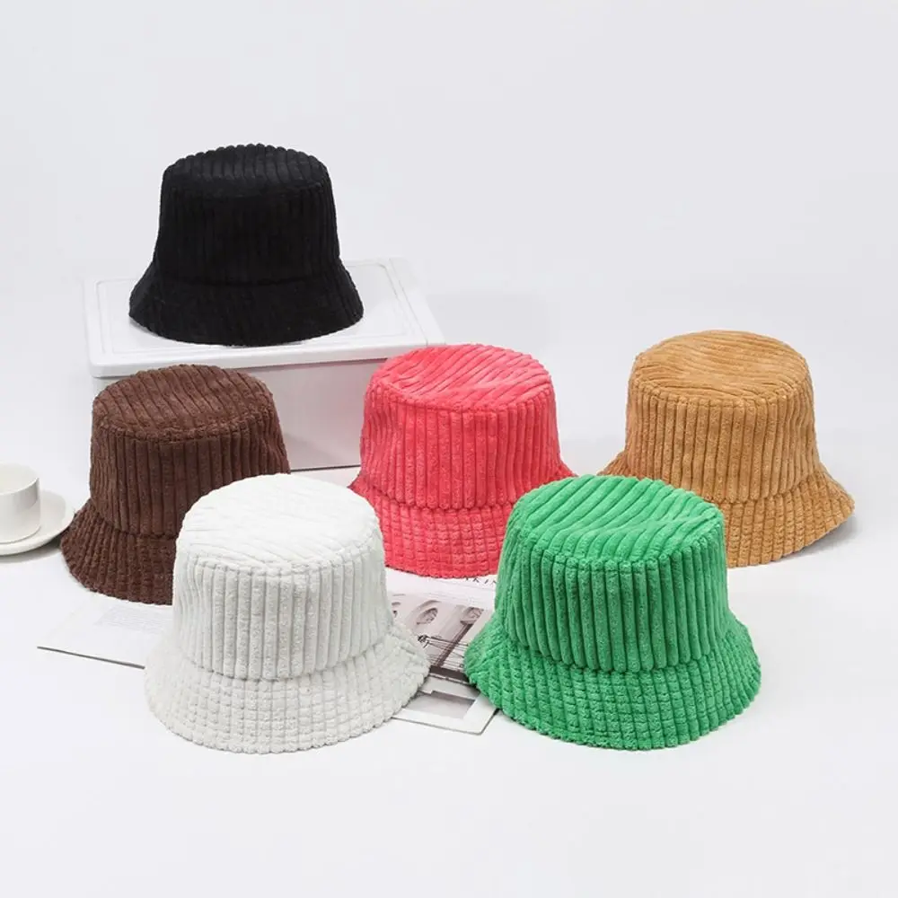 Fashion Adjustable Corduroy Bucket Hat Absorb Sweat Versatile Fisherman Hat Breathable Basin Panama Cap for Women