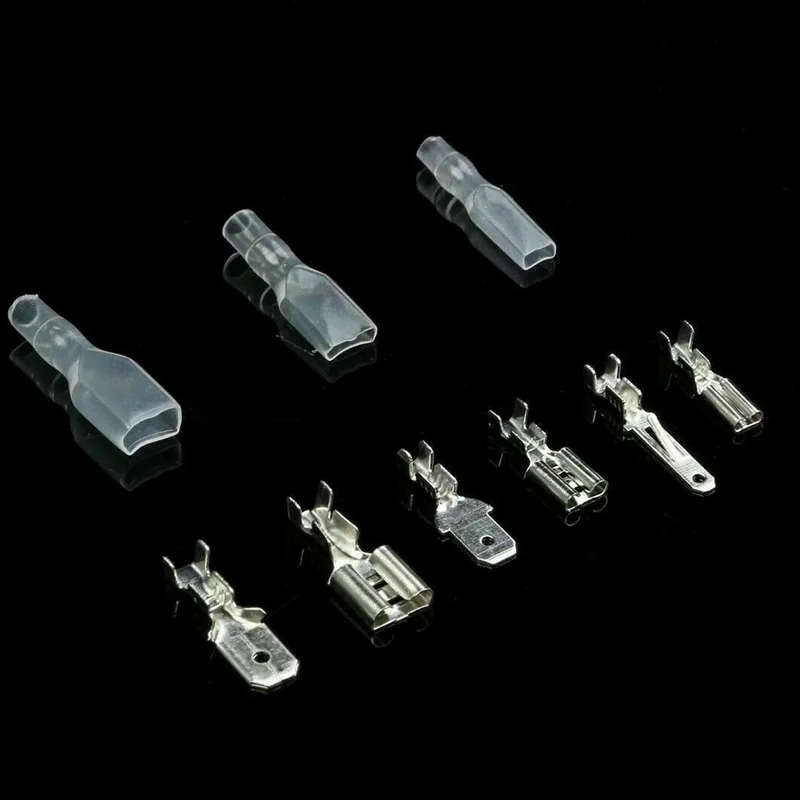 

50pcs Female Spade Connector 2.8 /4.8 /6.3 Crimp Terminal with Insulating Sleeves For Terminals 22-16AWG