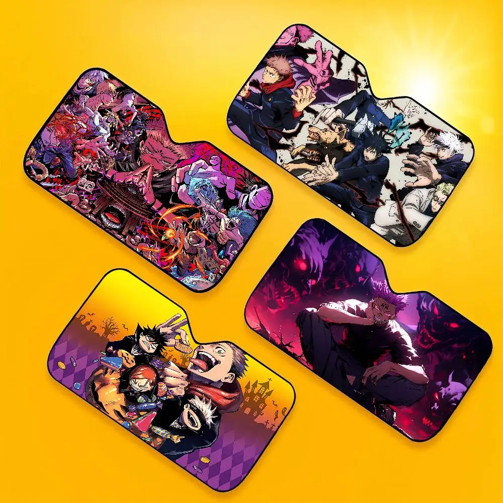 Black Anime Jujutsu Kaisen Car Windshield Sun Shade Foldable Car Front Covers Car Sunshade For Car Accessories Blocks Uv Rays
