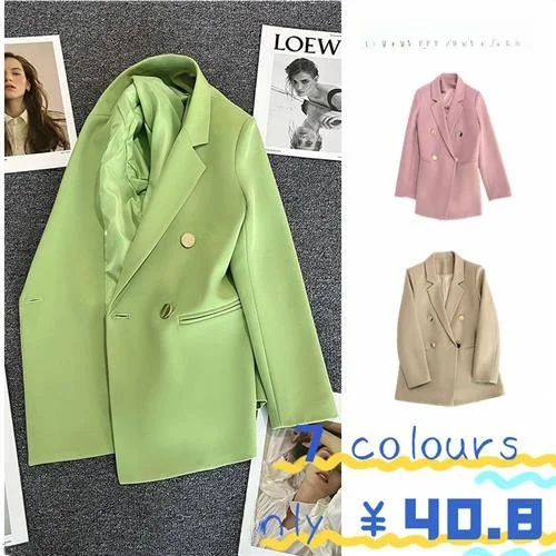 

Women's Casual Jaet Coat Small Suit 7 Colors Long Sve Nylon Fabric Pure Color Versatile Sle Autumn Collection