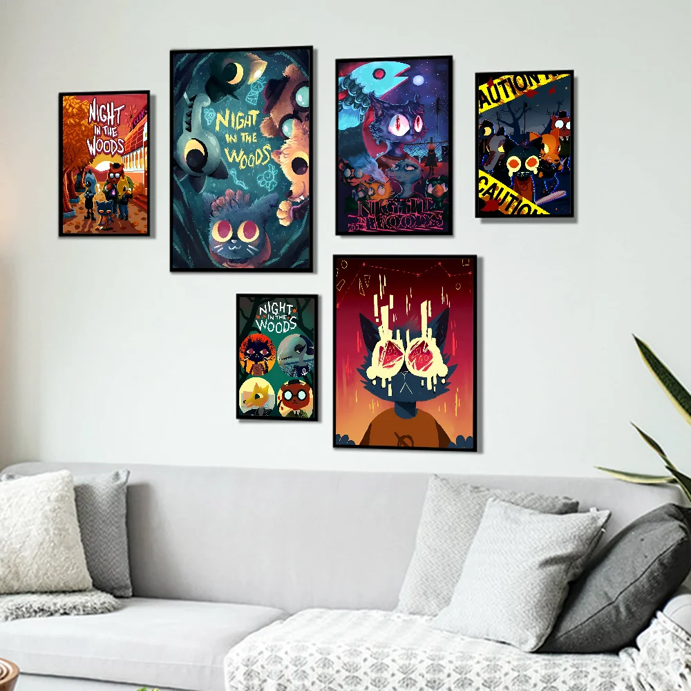 Night in the Woods Classic Anime Classic Vintage Posters Waterproof Paper Sticker Coffee House Bar Home Decor