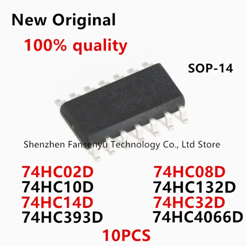 (10Pcs)100% New 74HC02D 74HC08D 74HC10D 74HC132D 74HC14D 74HC32D 74HC393D 74HC4066D SOP-14 IC Chip In Stock Wholesale