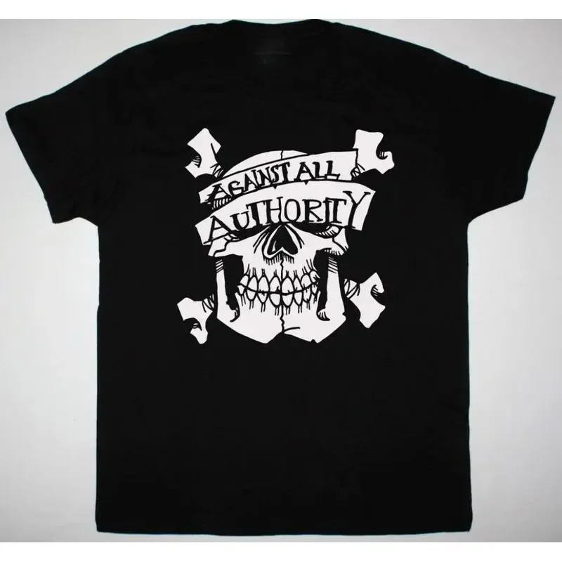 Vintage Against All Authority Skull Cotton S 5Xl Black T Shirt Bl421