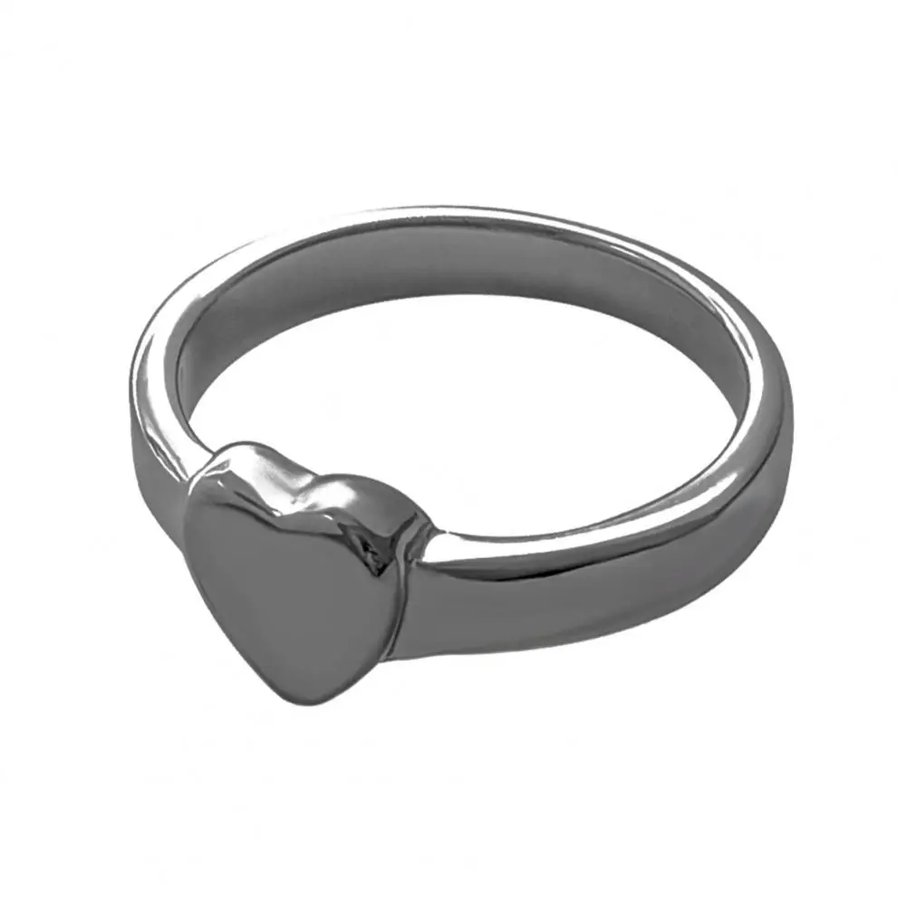 Heart Surface Ring Retro Polished Titanium Steel Heart Knuckle Ring Simple Style Anti-rust Thumb Band Lightweight Multi-size