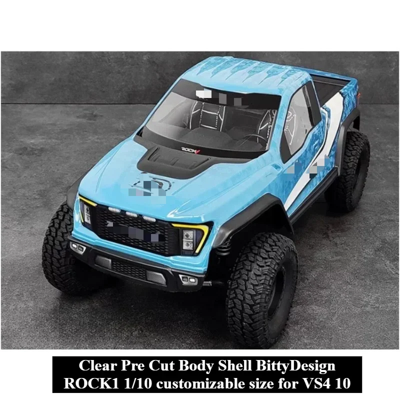 Pre Cut Transparent Half Truck Body Shell BittyDesign ROCK1 1/10 customizable size RC Crawler for VS4 10 Replacement Parts