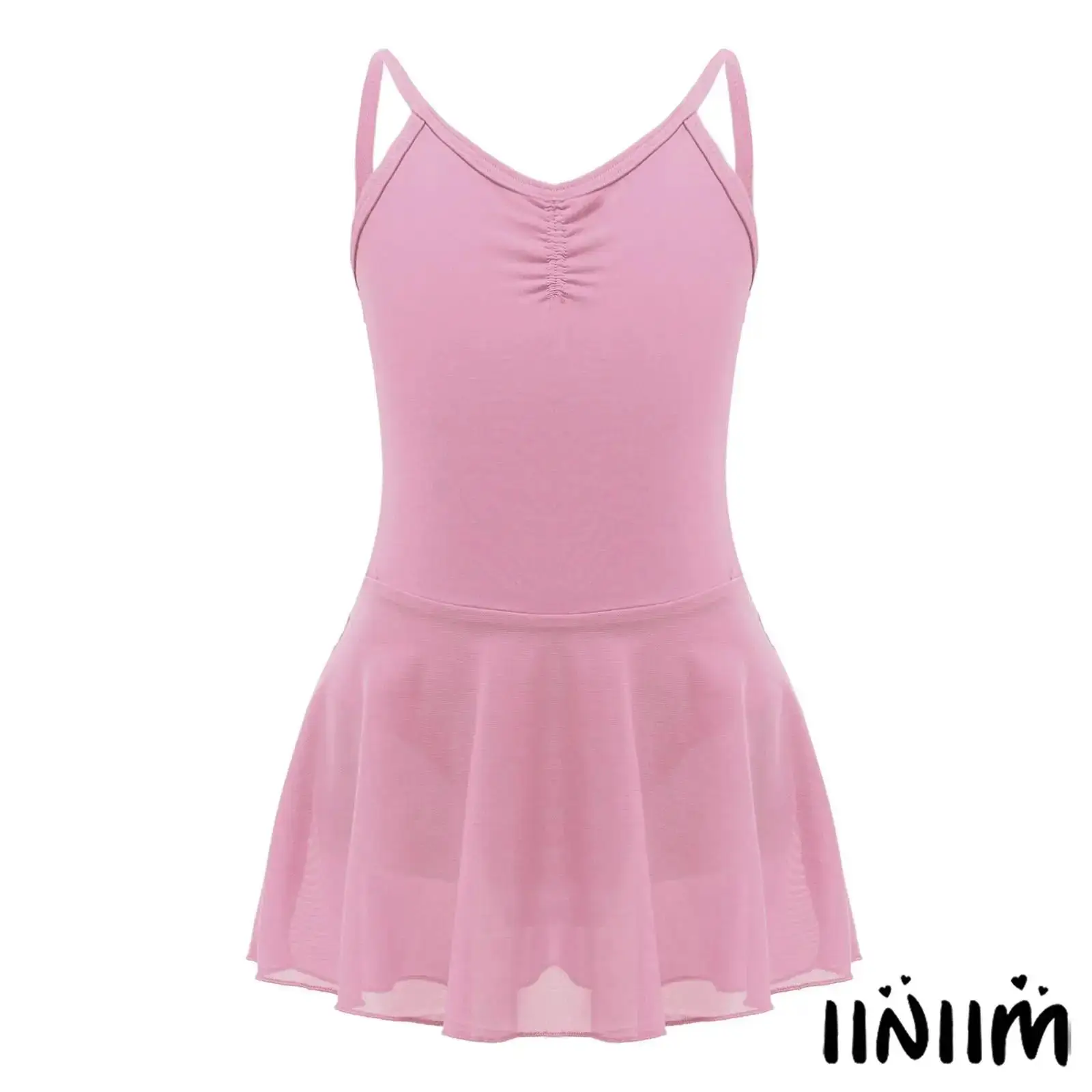 

Children's Slim Fit Lightweight Sleeveless Leotard Drawstring V-Neck Button Closure U Solid Color Training Ballet Dancewear
