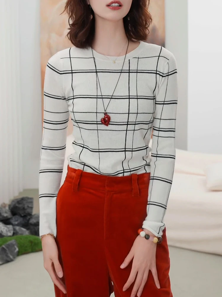 

Модный вязаный джемпер с круглым вырезом большого размера, универсальный топ для женщин, осень 2025, новинка сезона, в французском стиле, повседневная одежда