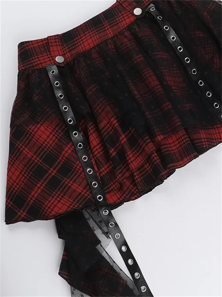 Harajuku Frauen Rock Mode Jupe Spitze Plaid Saia Hohe Taille Unregelmäßigen Sommer Mini Röcke 2024 Faldas Mujer De Moda Streetwear