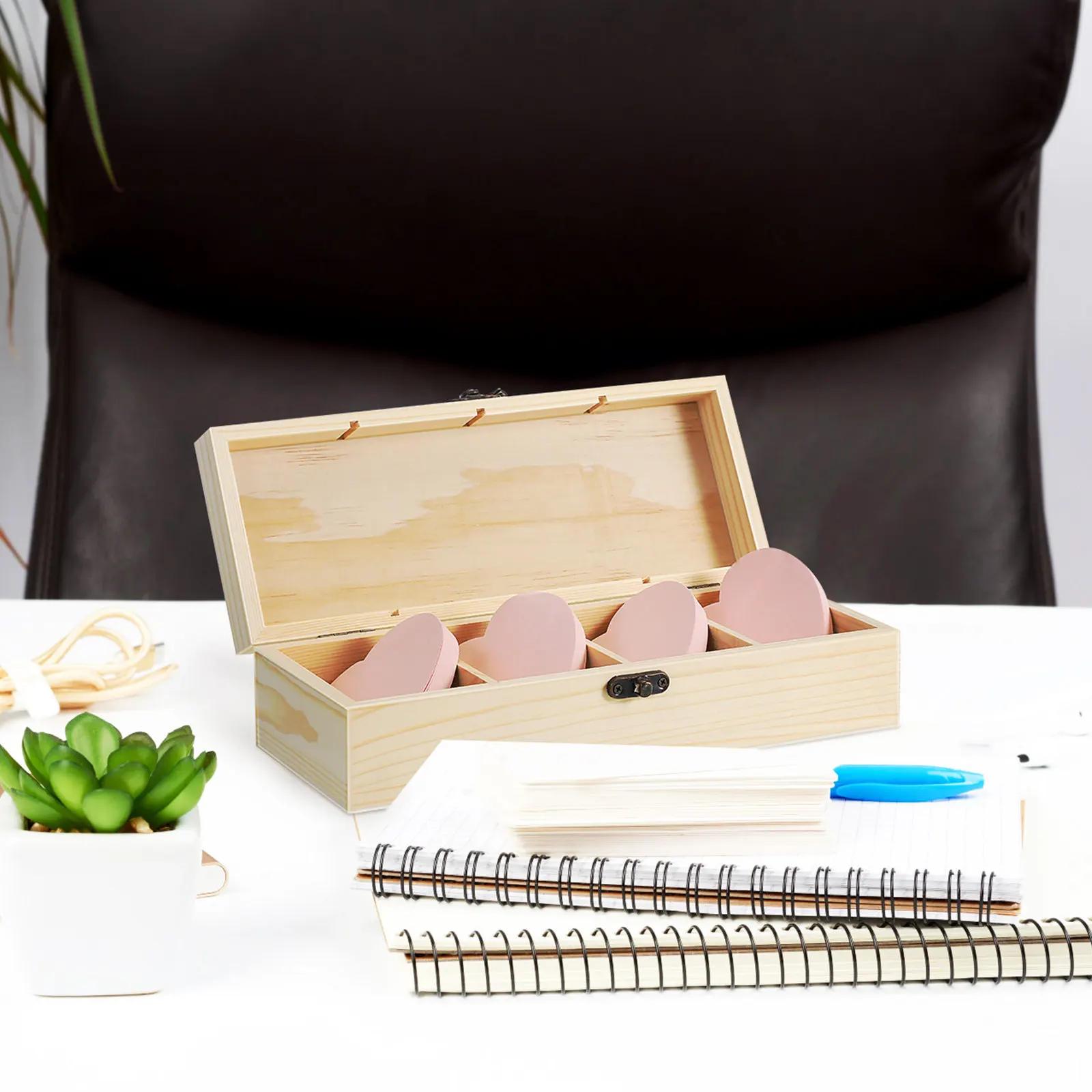 

2Pcs Rustic Wooden Storage Box 4 Compartments Organizer for Craft Room Jewelry Keepsake Display Decorative Storage Container