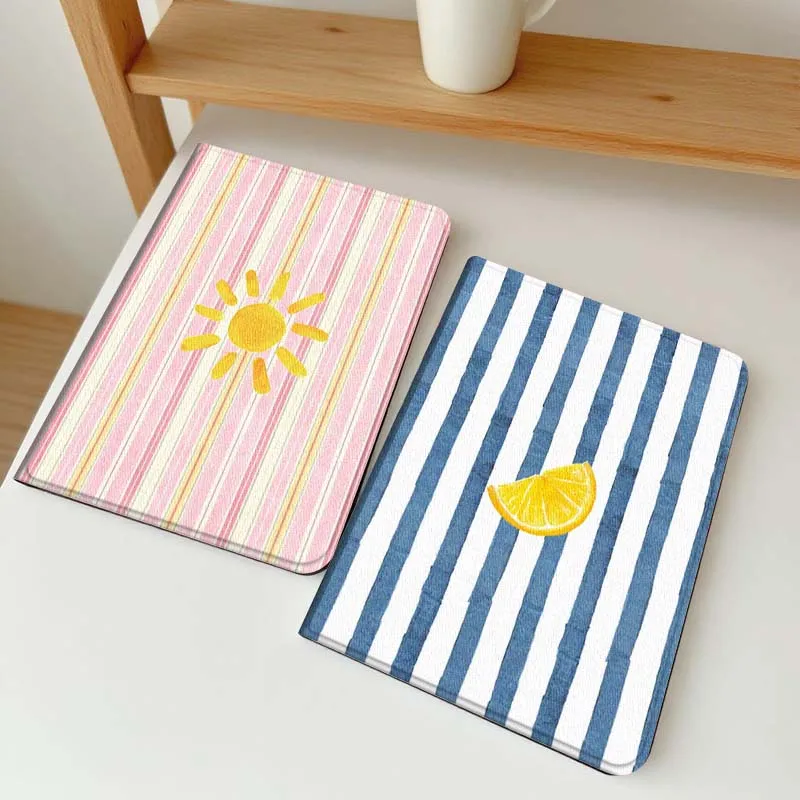 

Чехол для планшета с рисунком солнца и розовыми полосками для Apple iPad Air Pro mini 1 2 3 4 5 6 7 8 9 11 M2 M3 M5 M4 5th 6th 7th 10th 11th