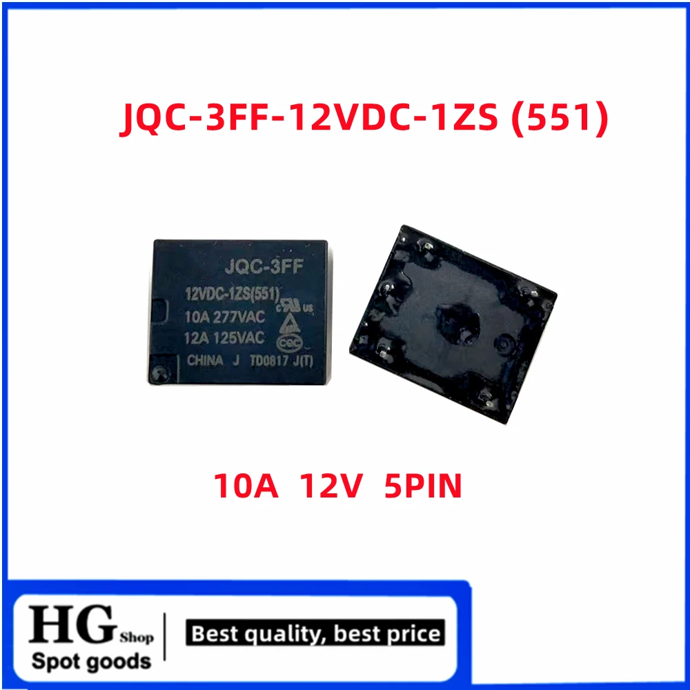 

10-100pcs /Lot new original HF3FF-JQC-3FF-12VD-1ZS (551) 5-pin 10A 12A DC Relay