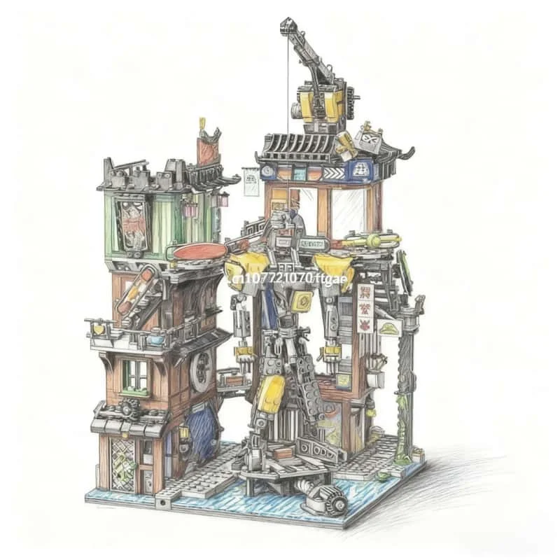 3244Pcs city workshop model building blocks street view building bricks DIY toys children boys Christmas birthday gifts