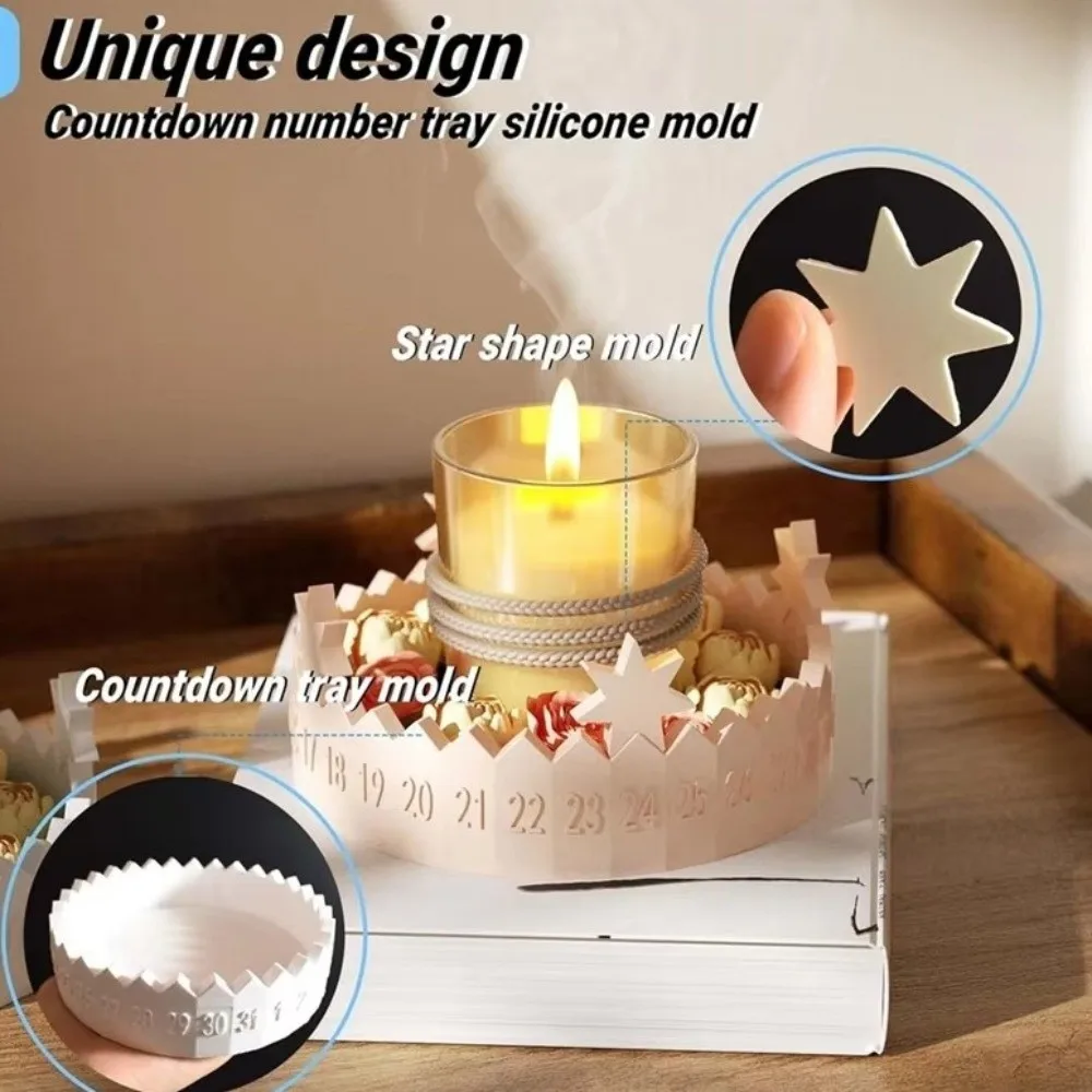 3D Christmas Advent Calendar Silicone Mold Non-stick Countdown Design Countdown Calendar Mold Deer Shape DIY Craft