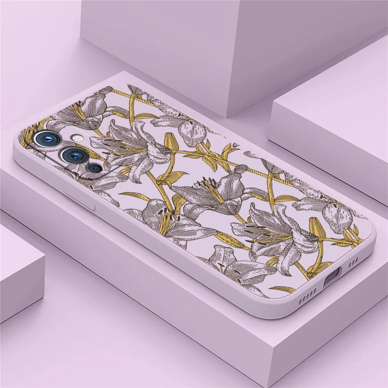 For Oneplus 9 1+9 Flower Pattern Phone Case For Oneplus 9 Pro 8T 8 Pro Luxury Lens Protection Shockproof Soft Silicone Cover