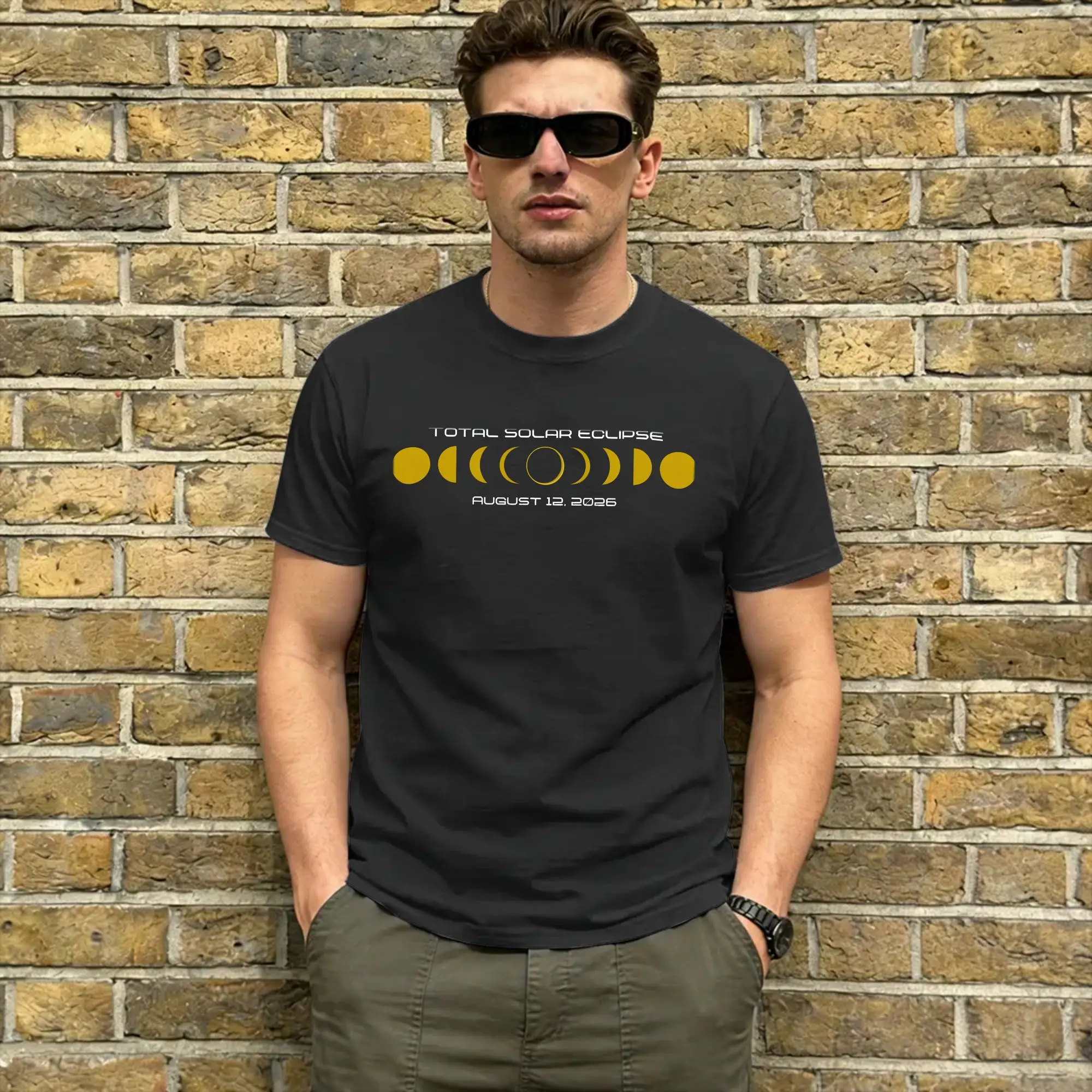 Iceland Total Solar Eclipse August 2026  T-Shirt Summer  Novelty T-Shirts Men's Cotton Comfortable Plus Size 5XL Short Sleeve