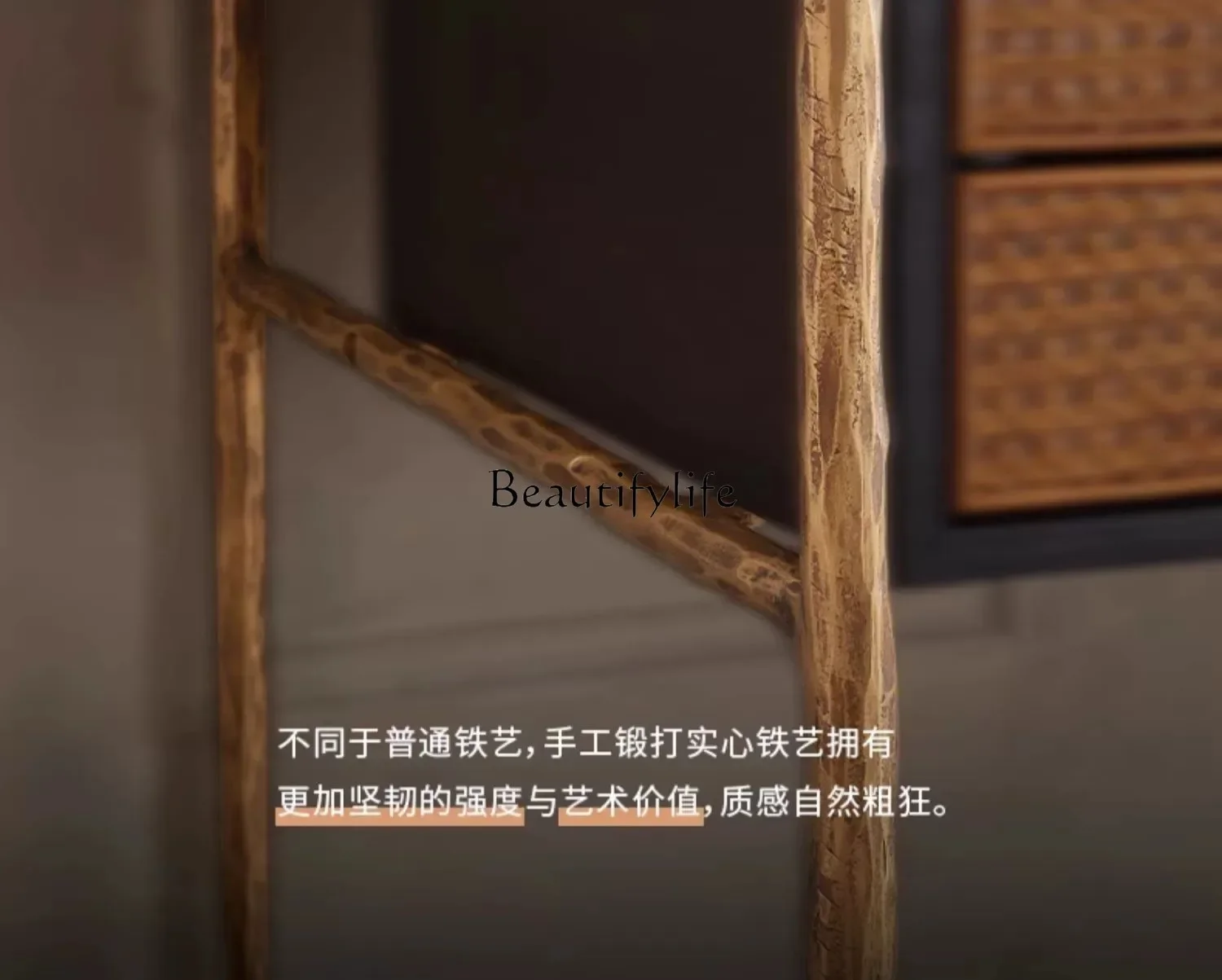 Whole house furniture Antique Furniture Modern Minimalist Iron Distressed Rattan Cabinet