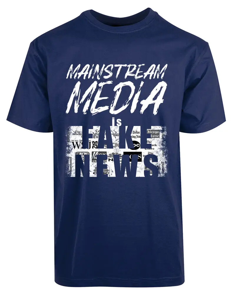 Main Stream Media Is Fake News New Men's Shirt Cool Stylish Printed Summer TeesHigh quality 100% cottonAnime Graphic T-shirts fo