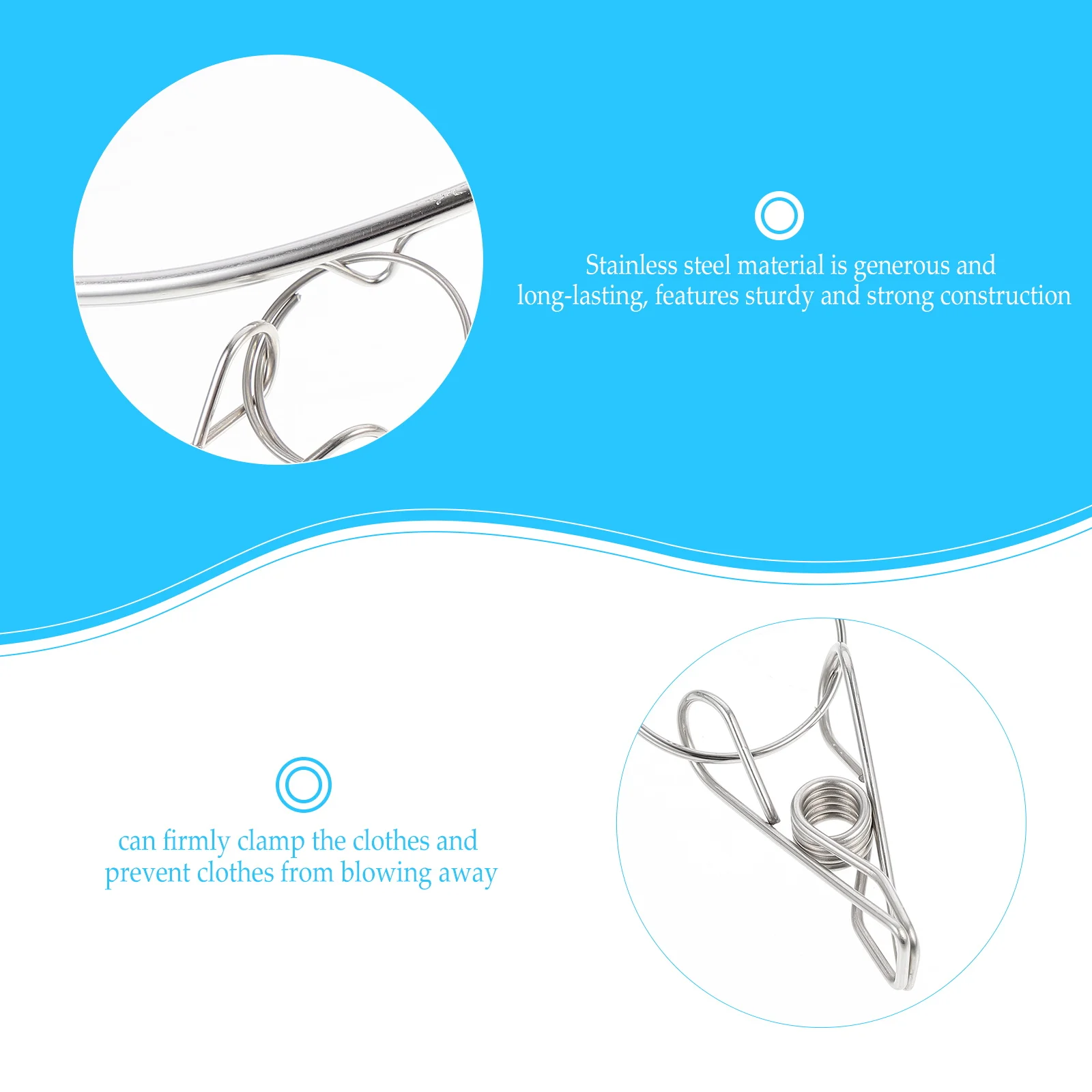 

1pc Stainless Steel Windproof Clothes Socks Drying Clips Multi-Purpose Laundry Hanger Clips Strong Sock Hanger Balcony