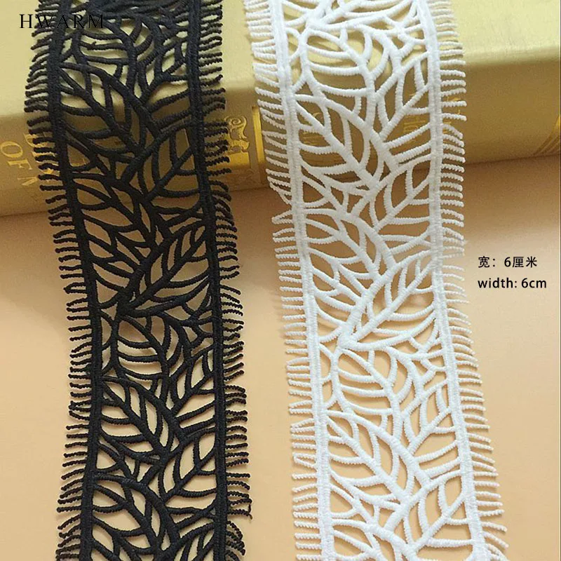 Lace Fabric Black White New Pattern Embroidery Ribbon Diy Ivory Computer Milksilk Bar Code Water Soluble Dress Sewing Trim Deco