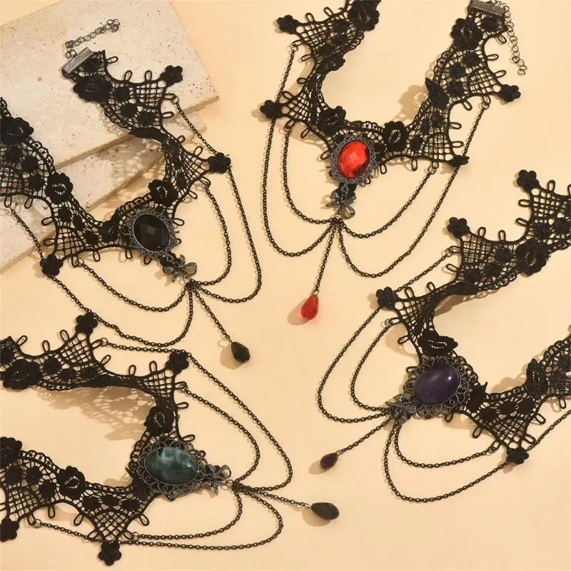 31BF Sophisticated Lace Necklace With Gothic For Unique Fashion Look