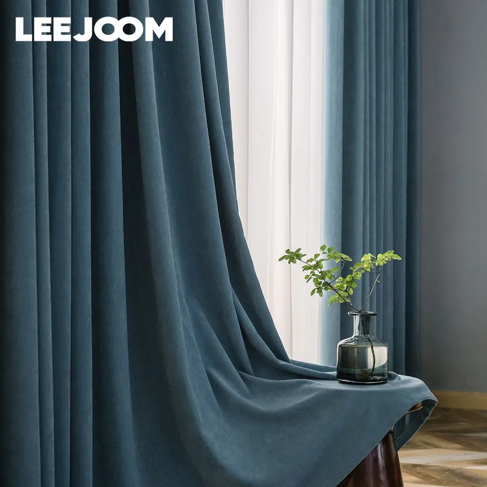 LEEJOOM 90% Shading Rate Hook Type Modern Blackout Window Curtain for Living Room Bedroom Home Textile