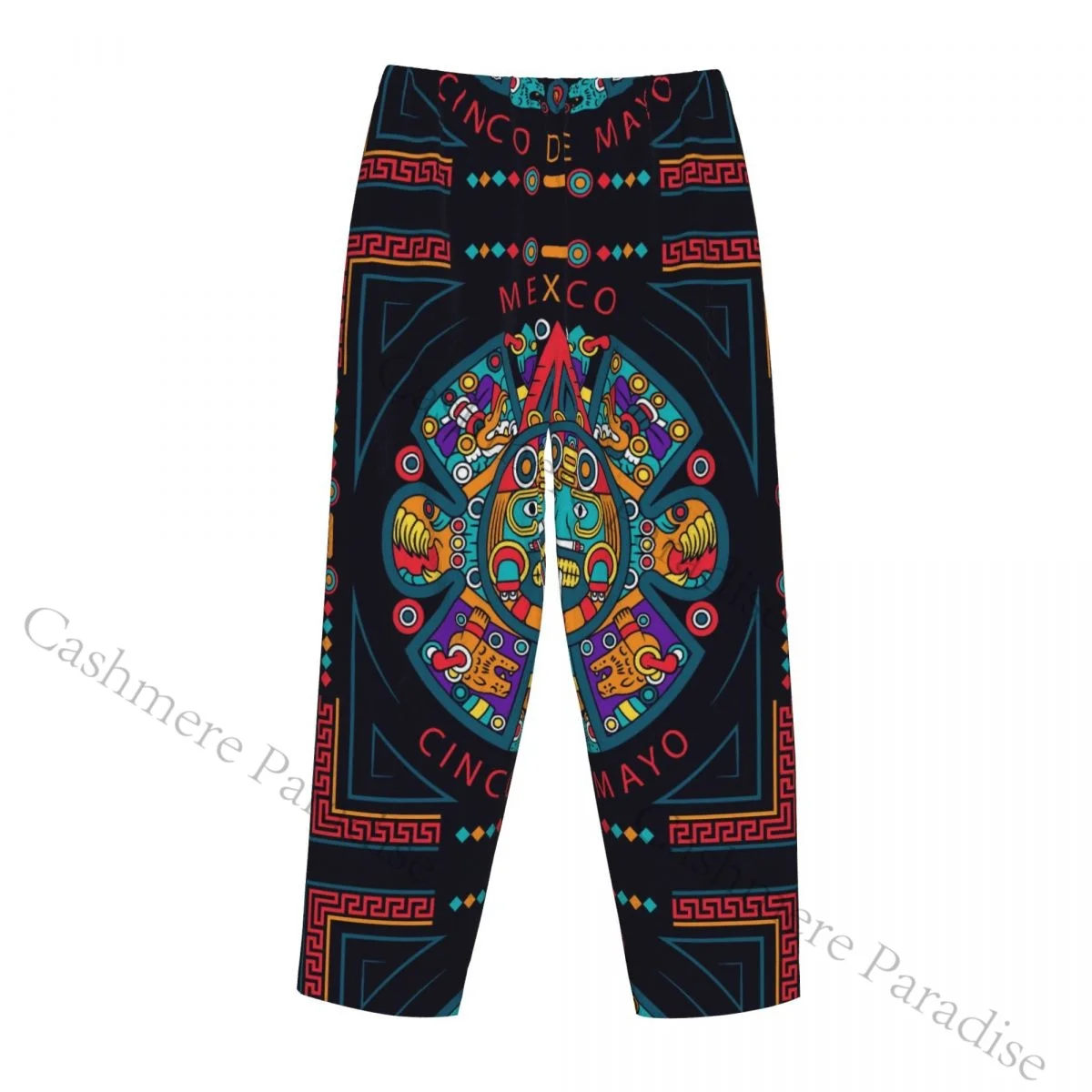 Calças de pijama de flanela étnica asteca para mulheres calças de dormir macias e quentes com cintura elástica