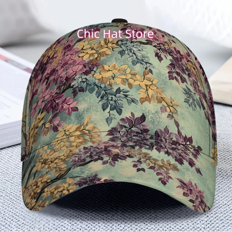 1pc of a Vibrant Tree Blossoms Design Classic Baseball Cap - Adjustable Duckbill Hat, Lightweight Construction, Great for Casual