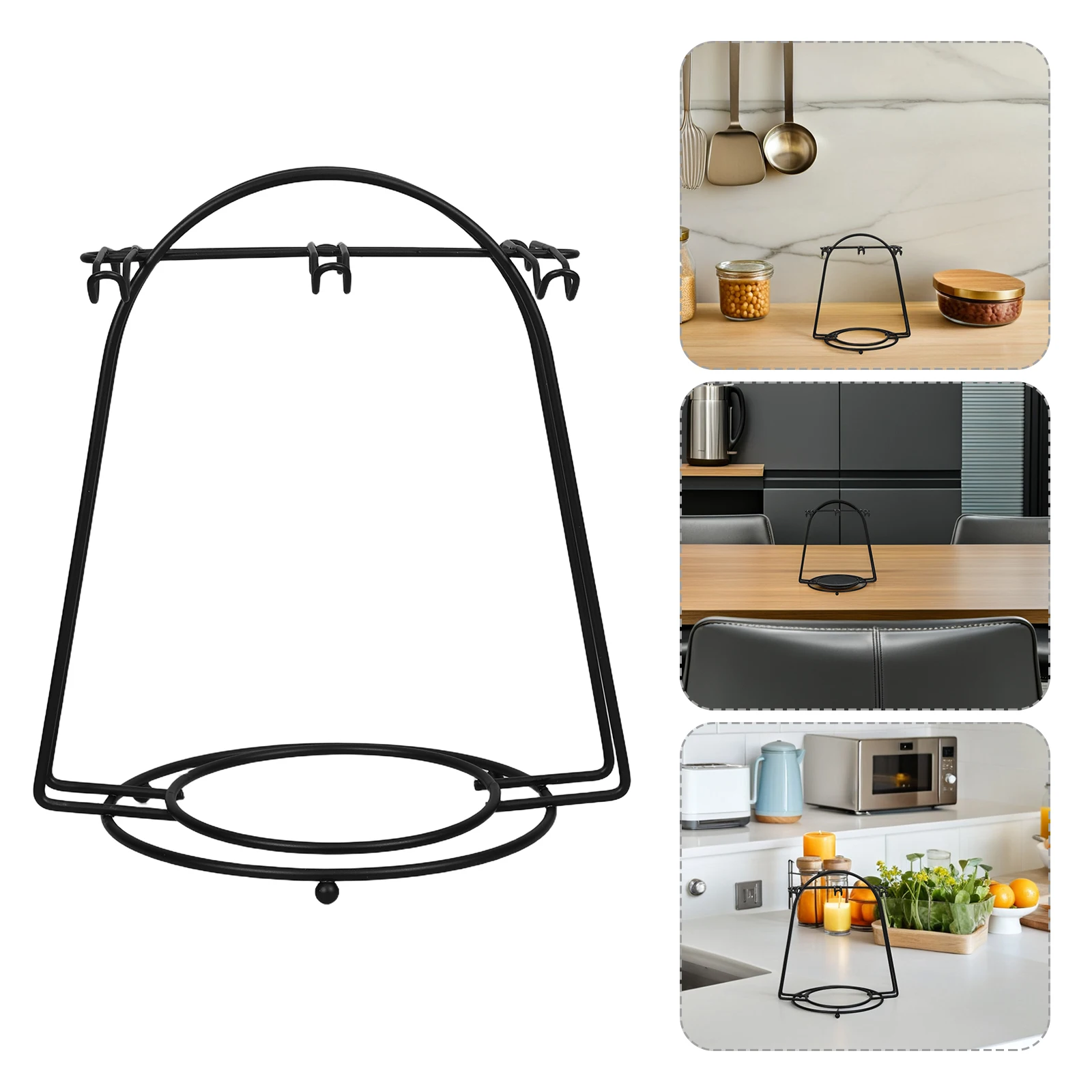 

Metal Cup Holder Stand With Plate Storage Coffee Mug Rack For Kitchen Office Stable Base Iron Construction Lightweight