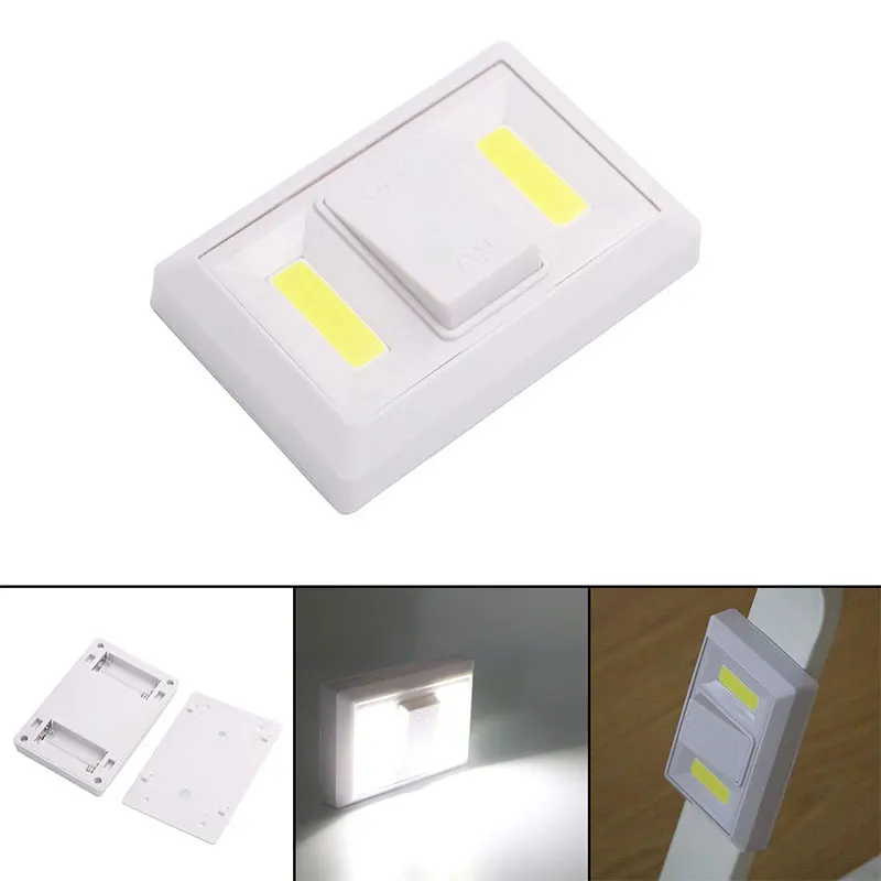 Simples magnético COB LED Switch Wall Night Lights, lâmpada sem fio, operado a pilhas, armário, garagem, armário, camping, luz de emergência